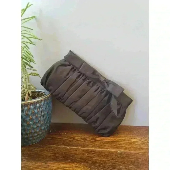 Ingber Bow Evening Clutch with coin purse‎ retro chic classic pleated 80s black - Picture 1 of 9